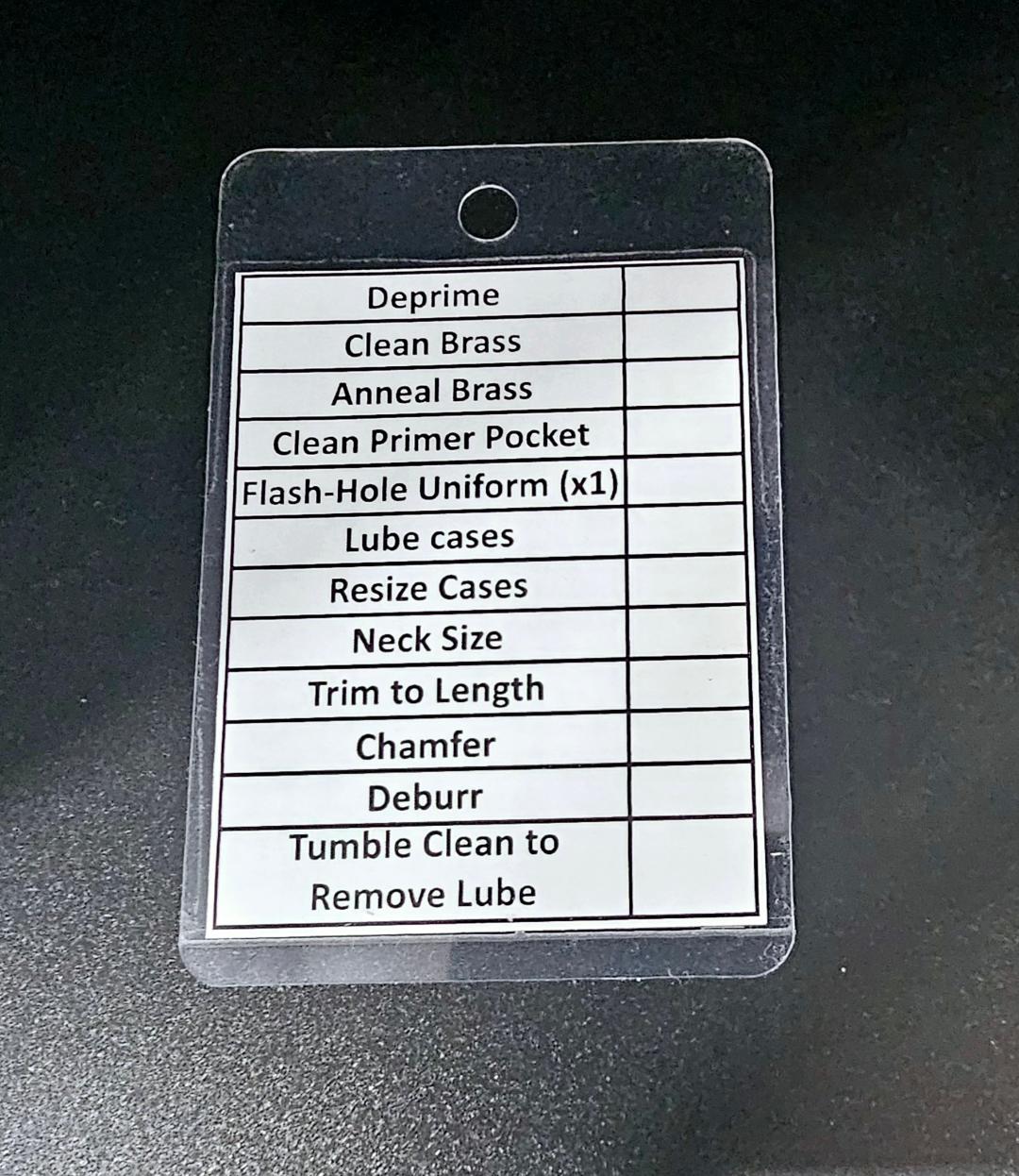 Reloading Case Prep Cards